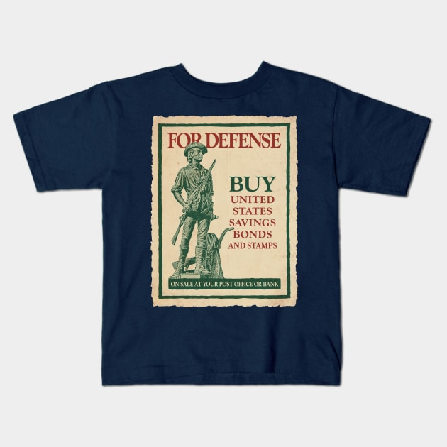 WWII Vintage Style Buy US Savings Bonds for Defense Kids T-Shirt by MatchbookGraphics